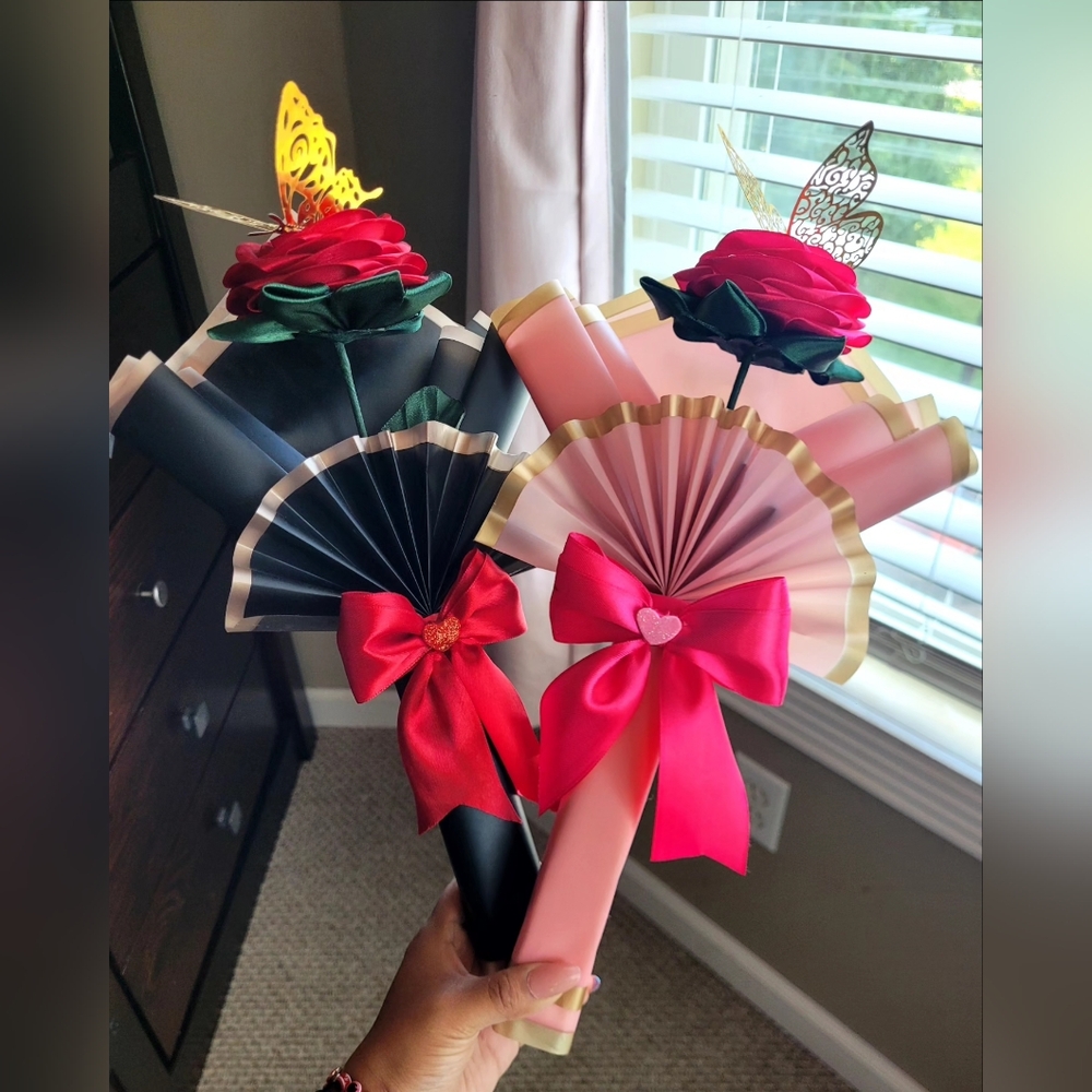 Handmade Individual Eternal Rose Gift - Custom Color & Optional Gold Butterfly